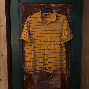 U.S. Polo Assn. Yellow Polo with Thin Navy Stripes